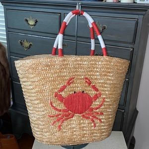 NWT Mud pie straw crab tote